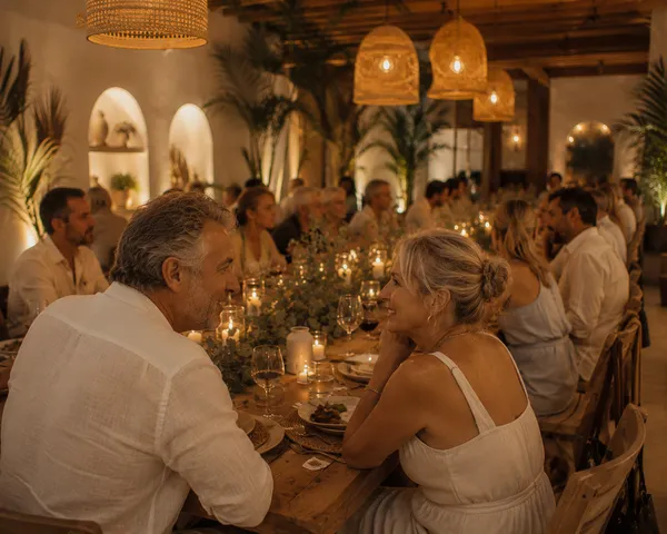 Men and women aged 56 to 65 enjoying a social dining experience in Southern Highlands